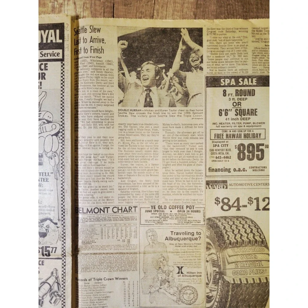 1977 Jun 12: LA Times Seattle Slew Triple Crown! Belmont Stakes Win Horse Racing